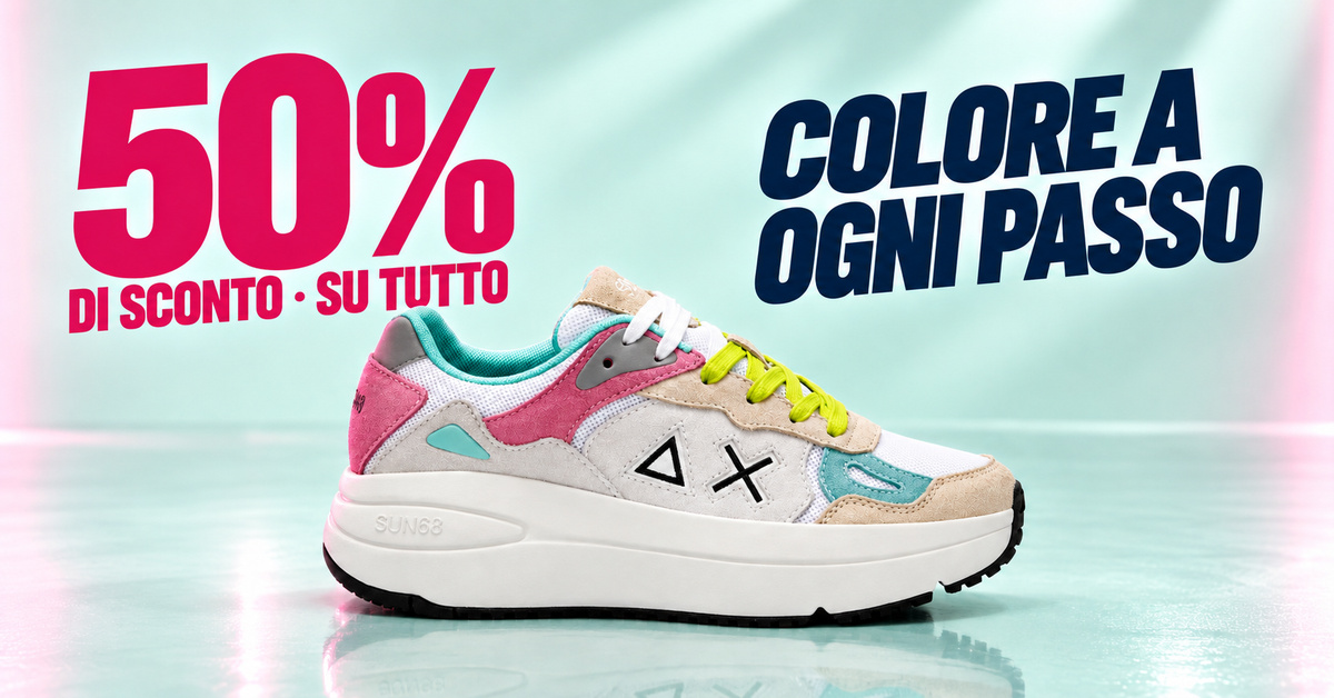 Sneaker bianca multicolore su fondo menta